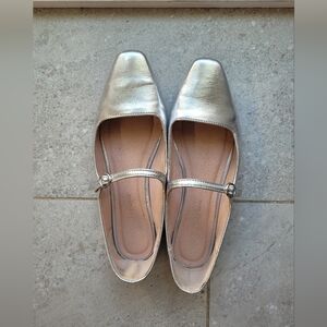 Silver Ballet Flats